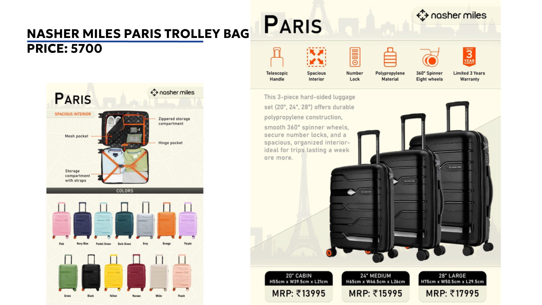 Nasher Miles Paris Trolley Bag
